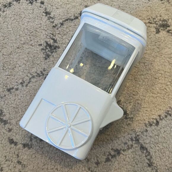 NWT White Ceramic & Glass Popcorn Cart Machine Shape Candy Treat Jar Canister - Picture 2 of 5
